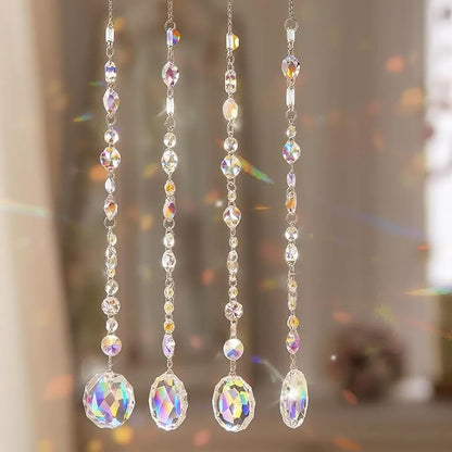 4Pcs Sun Catcher Crystals for Window Hanging, Rainbow Prism Sun Catchers with Crystal Prisms, Hanging Crystals Suncatchers for Windows Indoor Decor