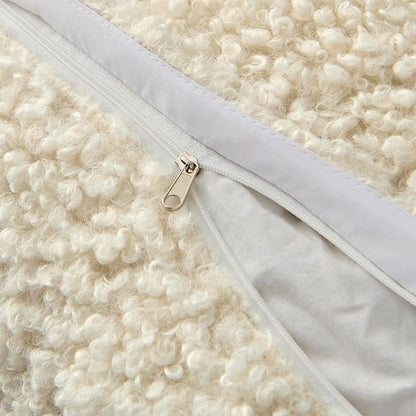 MIULEE Pack of 2 Throw Pillow Covers 20x20 Inch Neutral Cream White Faux Fur Decorative Sherpa Pillow Covers Fuzzy Accent Soft Sheepskin Fleece Cushion Cases for Boho Home Decor Couch Living Room Bed