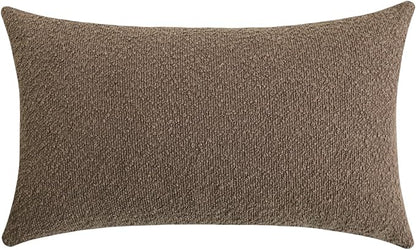 Jeneoo Light Brown Decorative Lumbar Thick Throw Pillow Covers Fine Textured Boucle Couch Cushion Cases for Sofa Decor, Set of 1, 14 x 36 Inch