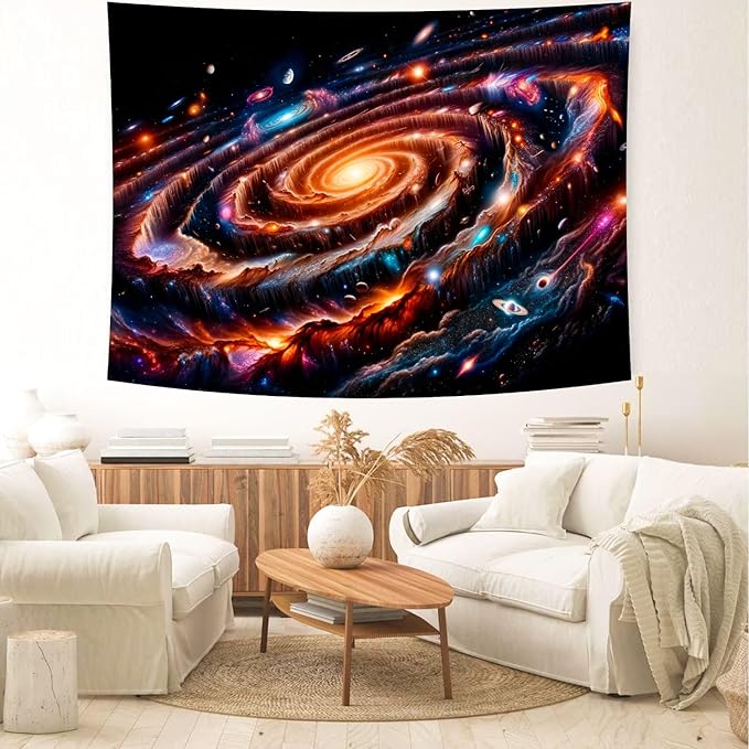 Delur Galaxy Tapestry Spiral Universe Planet Starry Sky Wall Hanging Tapestry Outer Space Nebula Cosmic Psychedelic Abstract Headboard for Bedroom Living Room Home Decor (59.1" x 78.7")