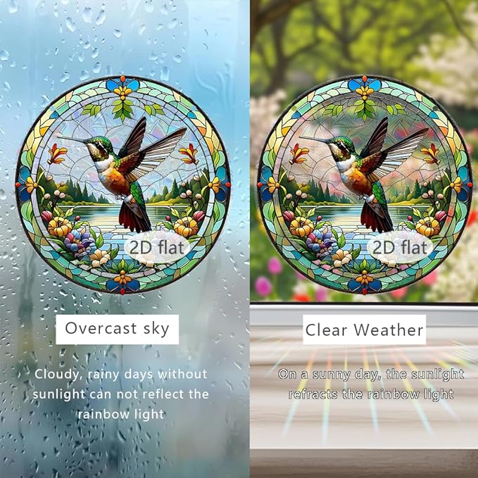 8 Inch Sun Catchers Indoor Window, Acrylic Rainbow Suncatcher Window Hanging Decoration for Living Room Bedroom Summer Home Balcony Ornaments Decoration (141Hummingbird)
