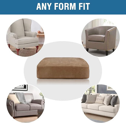 H.VERSAILTEX Velvet Stretch Couch Cushion Cover Plush Cushion Slipcover for Chair Cushion Furniture Protector Seat Cushion Sofa Cover (1 Piece Armchair Cushion Covers, Camel)