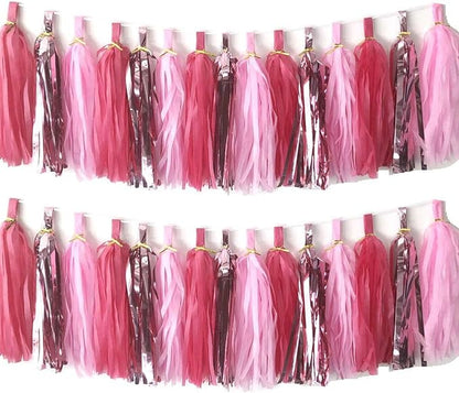 30pcs Paper Tassels Garland Banner Tissue Paper Tassel DIY Hanging Paper Decorations Party Tassel Garland Decor Baby Shower Nursery Wedding Festival Baby Shower Decoration(30, Pink Set)