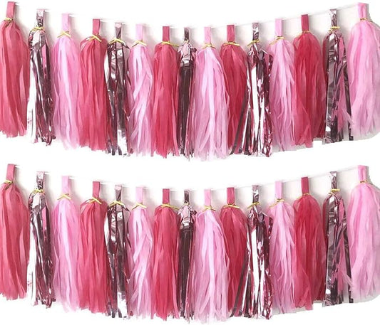 30pcs Paper Tassels Garland Banner Tissue Paper Tassel DIY Hanging Paper Decorations Party Tassel Garland Decor Baby Shower Nursery Wedding Festival Baby Shower Decoration(30, Pink Set)