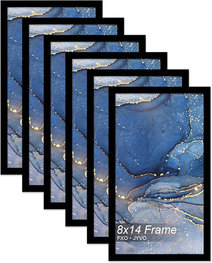 8x14 Picture Frame Set of 6, Black Frame for 8 x 14 Inch Picture Poster Photo, Light Weight and High Transparent 8 by 14 Frame for Wall - 6 Pack/Black/8"x14"
