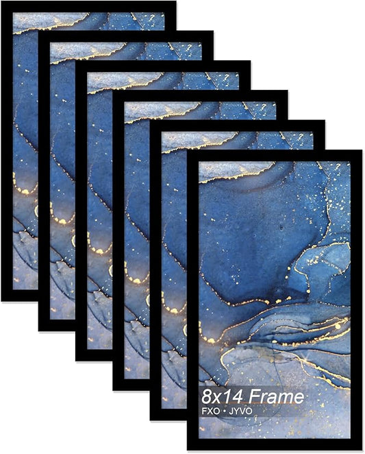 8x14 Picture Frame Set of 6, Black Frame for 8 x 14 Inch Picture Poster Photo, Light Weight and High Transparent 8 by 14 Frame for Wall - 6 Pack/Black/8"x14"