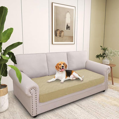 hyha Individual Couch Cushion Covers, Stretch Magic Sofa Seat Cushion Covers Washable, Dog Couch Sofa Slipcover for Pets, Kid with Elastic Bottom(Large, Taupe)