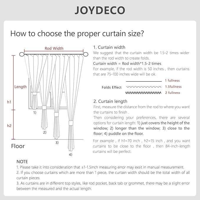 Joydeco Faux Linen Curtains 72 Inch Length 2 Panels Set, Light Filtering Curtains for Bedroom, 52 Inches Wide Living Room Drapes with Rod Pockets (52x72 inch, Birch)