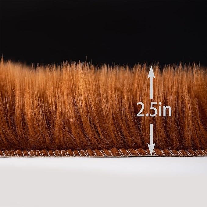 Faux Fur Rug Runner 2x6 ft Caramel - Machine Washable Super Soft Plush Shaggy Fluffy Area Carpet,Sheepskin Rug Fuzzy Floor Mat for Bedroom, Sofa,Living Room, Bedside, Nursery & Kids Room