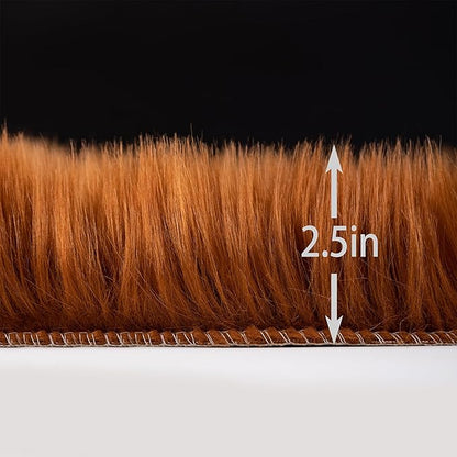 Faux Fur Rug Runner 2x6 ft Caramel - Machine Washable Super Soft Plush Shaggy Fluffy Area Carpet,Sheepskin Rug Fuzzy Floor Mat for Bedroom, Sofa,Living Room, Bedside, Nursery & Kids Room