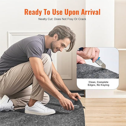 VEVOR Rug Pad Without Slip Resistance, Protective Cushioning Carpet Pad, 9' x 12', 1/4"Thick, 100% Pure Polyester Felt, 10-11㎡ Premium Comfort Underfoot Carpet Padding Rug Cushion for All Floors, Gray