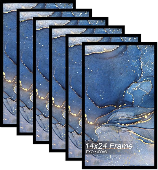 14x24 Poster Frame Set of 6, Black Frame for 14 x 24 Inch Picture Poster Photo, Light Weight and High Transparent 14 by 24 Frame for Wall - 6 Pack/Black/14 x24