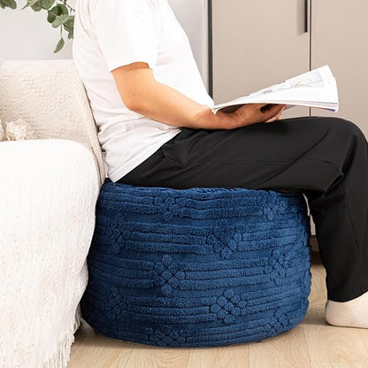 Asuprui Pouf Ottoman Foot Rest – Plush Round All-in-one Foam Stool for Cozy Lounging, Floor Pouf & Chic Decor (Navy Blue)