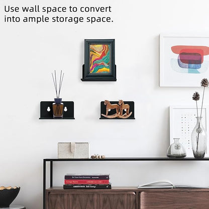 Acrylic Wall Shelves,Clear 4 inch Floating Shelves for Display,Ledges Pop Figures,Plant,Tiny Wall Mounted Transparent Shelf Small Invisible Shelves with Adhesive for Bedroom Living Room Decoration