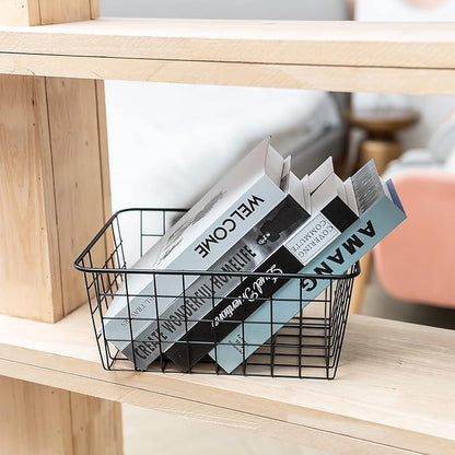 Wire Kitchen Storage Basket 5 Packs,Perfect Pantry Organization Accessories Baskets,Laundry Basket,Countertop Organization,Suitable for Kitchen,Bathroom,Bedroom,Tabletop,Rose gold