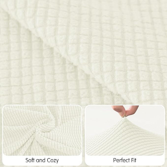 Hokway Stretch Chaise Cover Individual Couch Cushion Slipcovers Reversible Cushion Protector Slipcovers Sofa Cushion Protector Covers (Chaise Cover, Creamwhite)