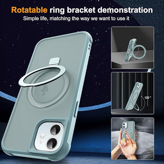 Compatible with iPhone 11 Case with Invisible Magnetic O-Ring Stand Military-Grade Translucent Case for iPhone 11 6.1" [Compatible with Mag-Safe][Great Grip Feeling], Blue