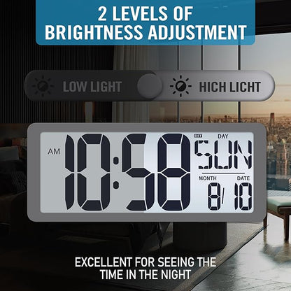 4.6" Numbers Display Built-in Rechargeable Power 15" Atomic White Wall Clock -Night Display-Never Needs Setting!-Easy to Read Numbers-Never Need Replace Battery