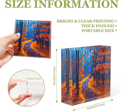 Acrylic Home Decor Modern Impressionism,Beautiful Autumn Woods Retirement Presents for Woman - Goodbye Presents for Coworkers - Thank You Presents for Women 4 x 4 Inch