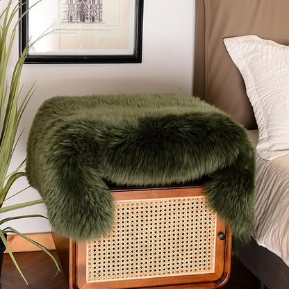 LLB Genuine Sheepskin Area Rug Wool Rug Fur Carpet Fluffy Shaggy Fur Rug for Living Room Kids Bedroom Real Sheepskin Throw Lambskin Rugs Sofa Mat Chair Seat Covers (Dark Green, 2 x 3 ft Sheepskin)