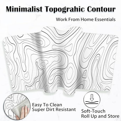 White Topographic Mouse Pad XXXL - Giant Full Desk Gaming Mat, Huge Keyboard Pad for Ultimate Battlestation & Room Setup