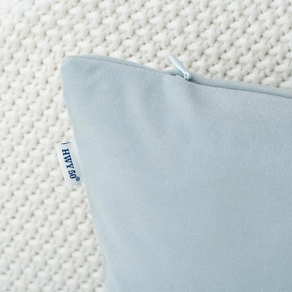 HWY 50 Baby Blue Velvet Rectangular Throw Pillow Covers 12x20 Inch, Pack of 2 Soft Cozy Solid Decorative Luxury Cushion Cases for Couch Sofa Bed Living Room Bedroom