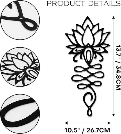 Lotus Flower Wall Decor – Black Metal Yoga Wall Art with Lotus Design, Spiritual Home Décor Sculpture for Meditation Spaces, Living Room, Bedroom, Office
