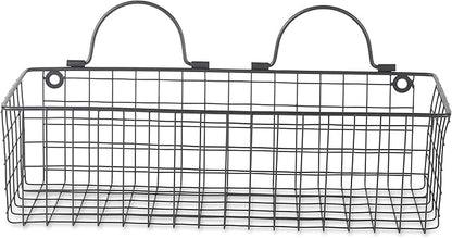 DII Farmhouse Vintage Décor, Wire Wall Basket, Assorted, Black, 2 Piece (Pack of 2)