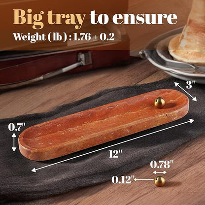 Koville Red Travertine Incense Holder, Incense Holder for Sticks, Natural Stone Incense Burner Ash Catcher for Meditation Yoga SPA, Balsam Fir/Palo Santo/Sage/Cone, Home Table Decor
