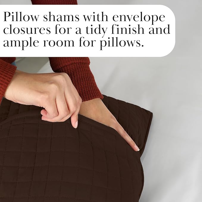 Southshore Fine Living, Inc. Full/Queen Quilt Bedding Set, Comfy Microfiber Coverlet, Queen Size Bedspread, Stain and Pet Hair Resistant Bedding, Full Size Quilt Set w/2 Shams, Chocolate Brown