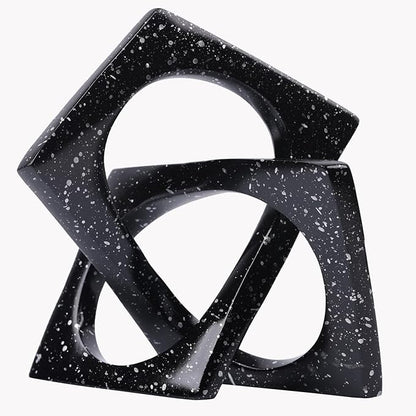 DOVDOV Black Home Room Decor, Geometric Knot Figurines, Unique Home Decor, Modern Decorations for Shelf Mantle Coffee Table tv Stand Console trinkets.