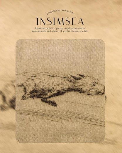 InSimSea Gold Framed Canvas Wall Art Room Decor Vintage Minimalist Dog Sketch Bathroom Wall Decor Dog Lovers' Retro Animal Sketch Picture Art Printing for Home Office Living Room Bedroom 16×13in