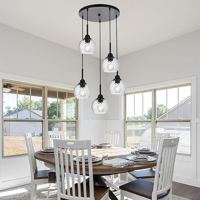 Lycuky Clear Hammered Glass Globe Shade -1.65" Fitter Opening - Replacement Lamp Shade for Pendant Lights, Chandeliers, Wall Sconces, Vanity & Ceiling Fixtures (2 Pack)