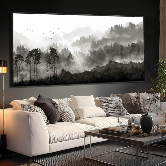 Black and White Wall Art Forest Home Wall Decor Modern Photo Prints 32"x70" Art for Office Framed Pictures for Living Room