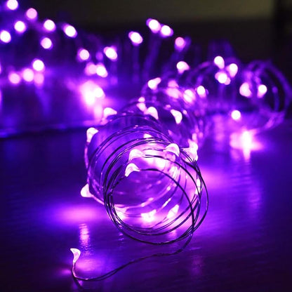OakHaomie 6 Pack Fairy Lights Battery Operated No Remote LED Starry String Lights 30 Micro Starry LEDs on 10ft Copper Wire Light for DIY Wedding Centerpiece Table Decorations (Purple)