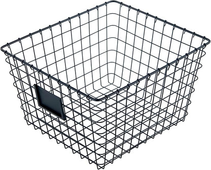 4 Pack【Extra-Large 2+2】 Wire Handmade Storage Basket for Organizing Household Goods,Pantry Organization,Bathroom countertop,Laundry,Wardrobe Storage Basket,Black
