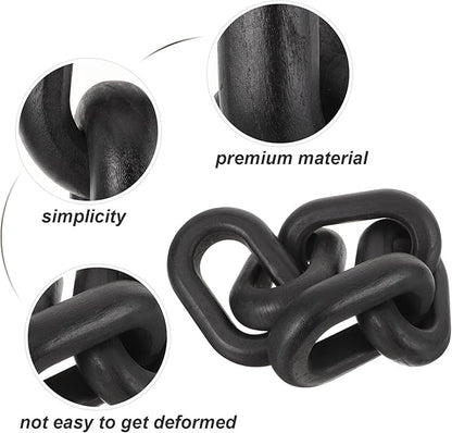 OSOLADY Wood Chain Link Decor: 5-Link Decorative Wooden Chain - Aesthetic Home Decor for Farmhouse Bookshelf Coffee Table Living Room Racks Cabinet Black