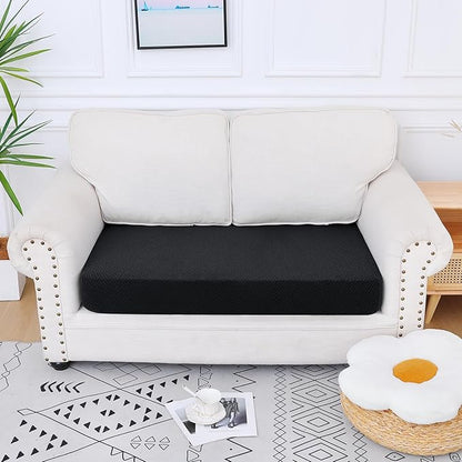 Smiry Waterproof Couch Cushion Covers, Stretch Jacquard Thick Sofa Cushion Covers, Washable Seat Slipcover Elastic Furniture Protector for Pets, Kid (Medium, Black)