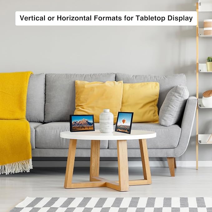 5x8 Picture Frame Set of 2 Black for Wall Hanging or Tabletop- Wall Mounting Horizontally or Vertically, 5 x 8 Wall Gallery Poster Photo Frames for 5 by 8 Photo,2 Pack, Black