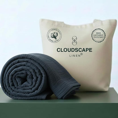 Luxury 100% Cotton Muslin Throw Blanket, 4 Layer Extra Large 50x70in, Perfect for Couch, Sofa, Home Decor, Soft Cotton Gauze Travel Blanket, Winter Cozy Throw, All Season Ensign Blue