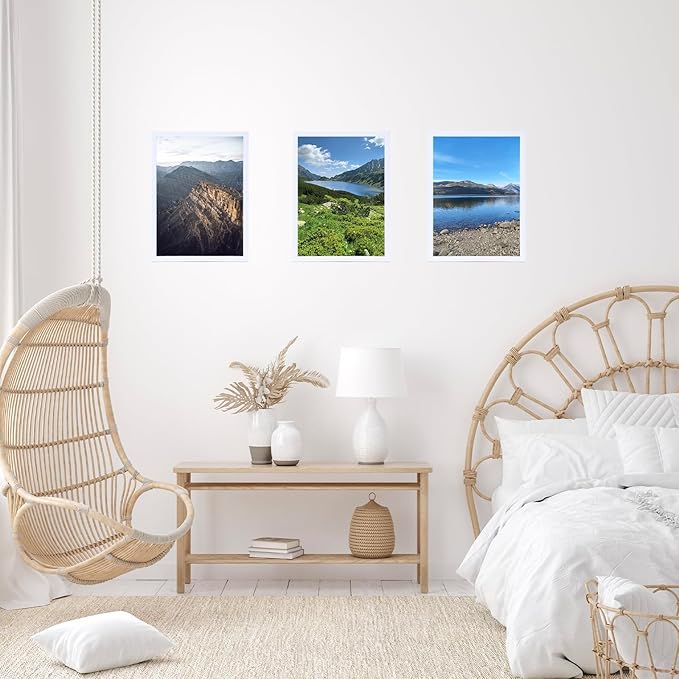 10x13 White Picture Frame Set of 2, Horizontal and Vertical Formats for Wall Hanging, 10 x 13 Wall Gallery Poster Photo Frames with Shatter Resistant Plexiglass, 2 Pack, White