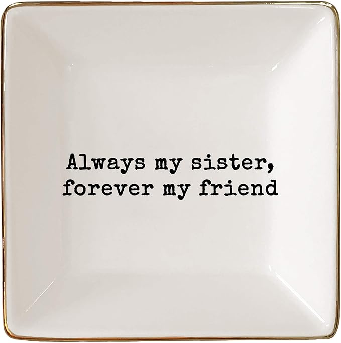 Simply Charmed Sister Gift | Christmas Gift for Sister | Jewelry Ring Holder | Elegant Trinket Tray Organizer Dish