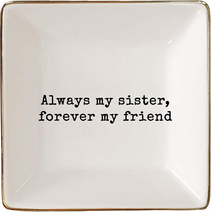 Simply Charmed Sister Gift | Christmas Gift for Sister | Jewelry Ring Holder | Elegant Trinket Tray Organizer Dish