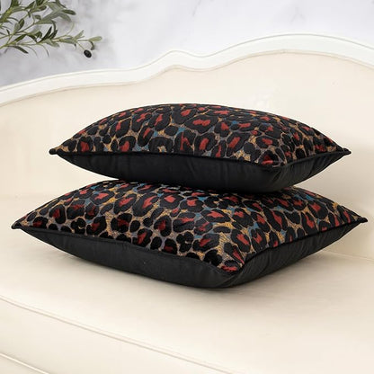 Alerfa Black Floral Throw Pillow Cover 18 x 18 Inch Cut Velvet Sqaure Luxury Decorative Pillow Cover for Couch Living Room Bedroom