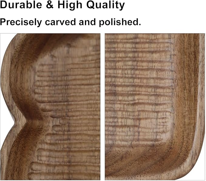 Hand-Carved Walnut Wood Tabletop Accent, Decorative Wooden Serving Piece with Natural Grain for Table Styling and Display