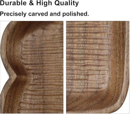 Hand-Carved Walnut Wood Tabletop Accent, Decorative Wooden Serving Piece with Natural Grain for Table Styling and Display