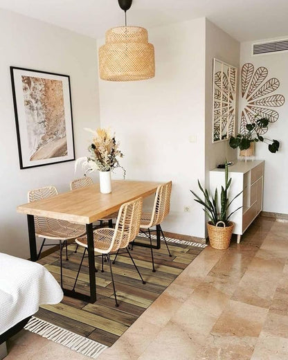 Brown Entryway Rug 2X3 Ft Bathroom Mat, Washable Woven Vintage Country Wooden Grain Throw Carpet with Tassel, Non-Shedding Farmhouse Cabin Retro Plank Stitching Art Indoor Outdoor Kitchen Doormats