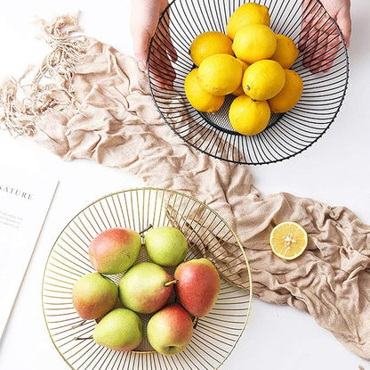 IBWell Black Wire Fruit Basket Fruit Bowl Kitchen Fruit Basket Stand Fruit Bowls for the Counters Metal Fruit Bowl (Round-Normal)