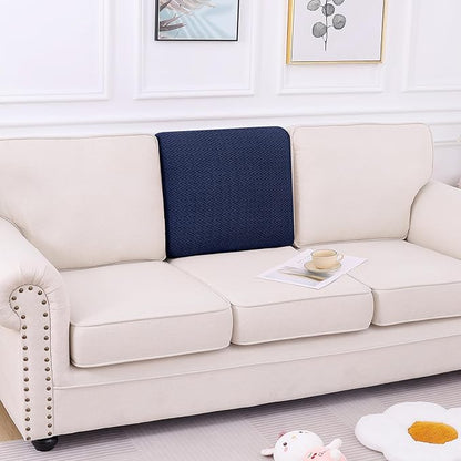 Smiry Waterproof Couch Cushion Covers, Stretch Jacquard Thick Sofa Cushion Covers, Washable Seat Slipcover Elastic Furniture Protector for Pets, Kid (Back Cover M, Navy)