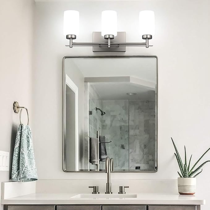 Aipsun Brushed Nickel Bathroom Vanity Light Vintage Bathroom Vanity Lighting Fixtures 3 Lights Industrial Wall Light (Exclude Bulb)